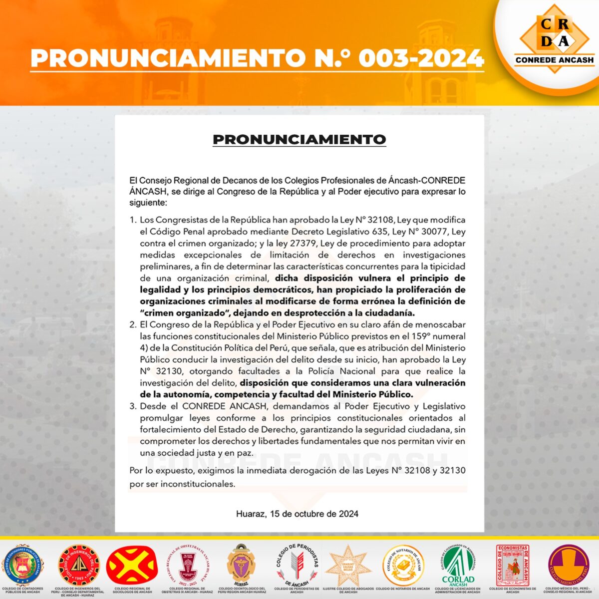 Pronunciamiento N° 003-2024